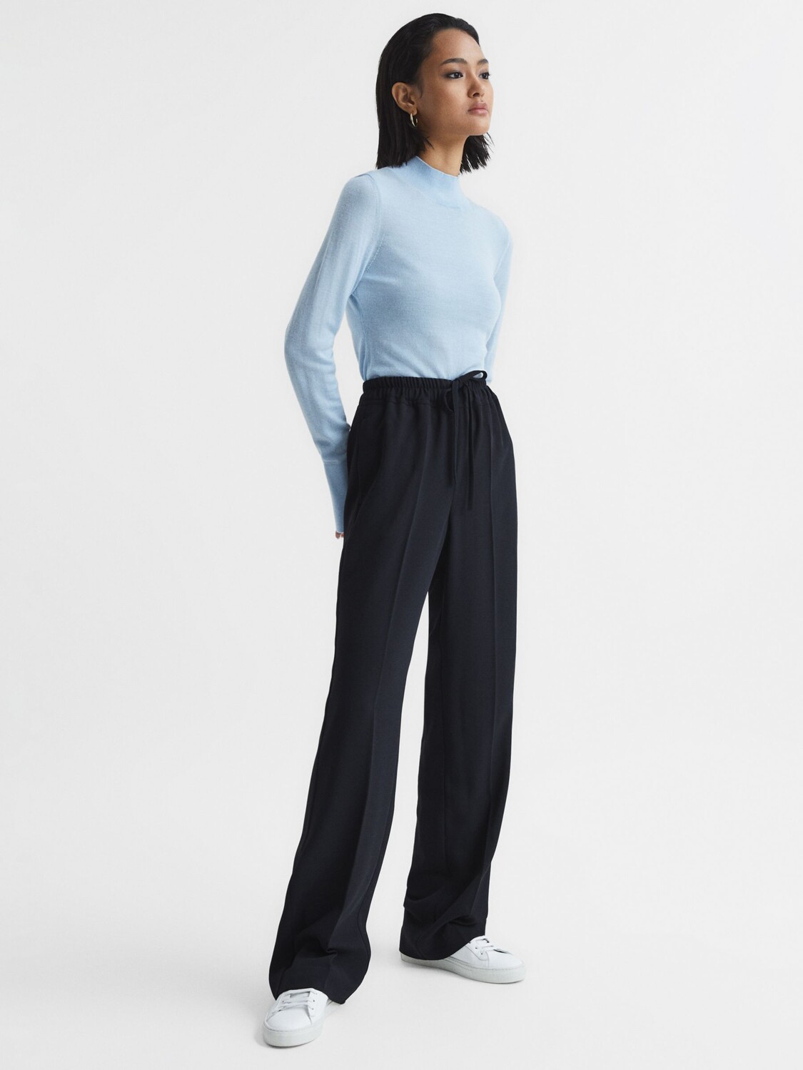 

Reiss Hailey Широкие брюки без застежки, темно-синие, Синий