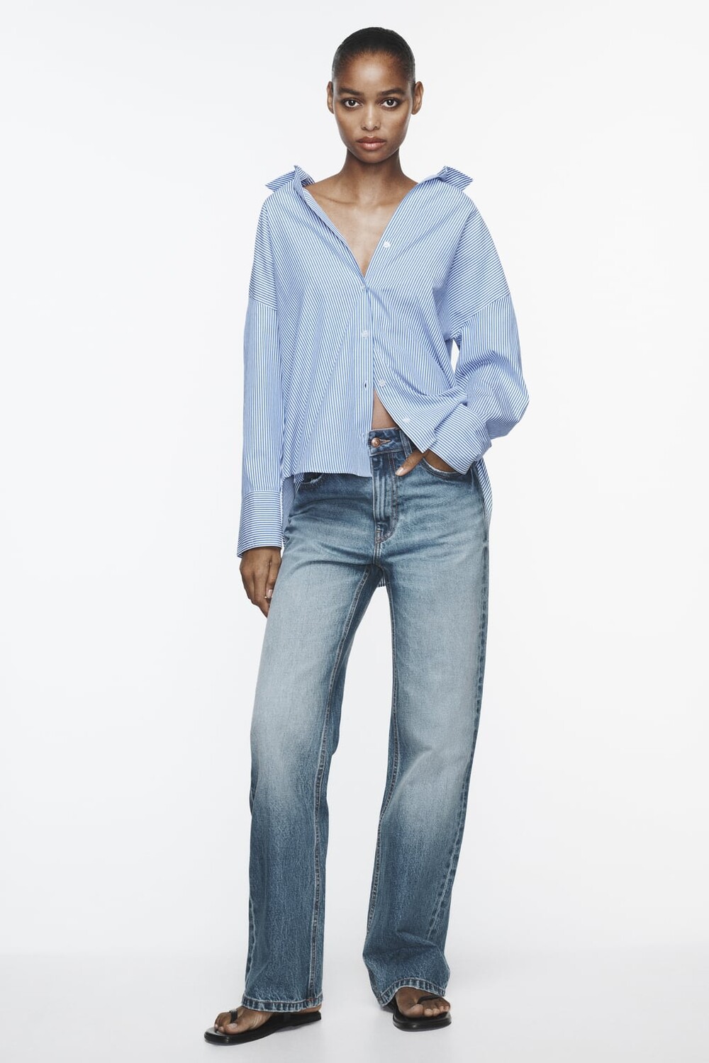 

Рубашка поплин ZARA, белый