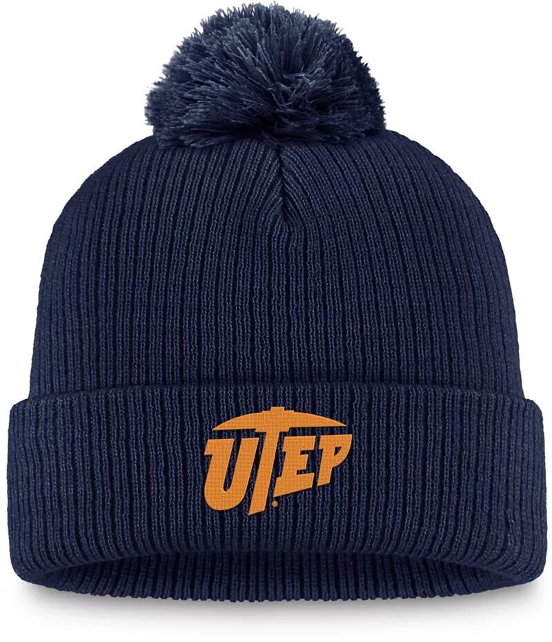 

Темно-синяя вязаная шапка с манжетами и помпонами Top of the World UTEP Miners