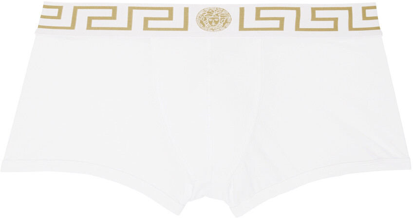 

Белые трусы-боксеры с каймой Greca Versace Underwear