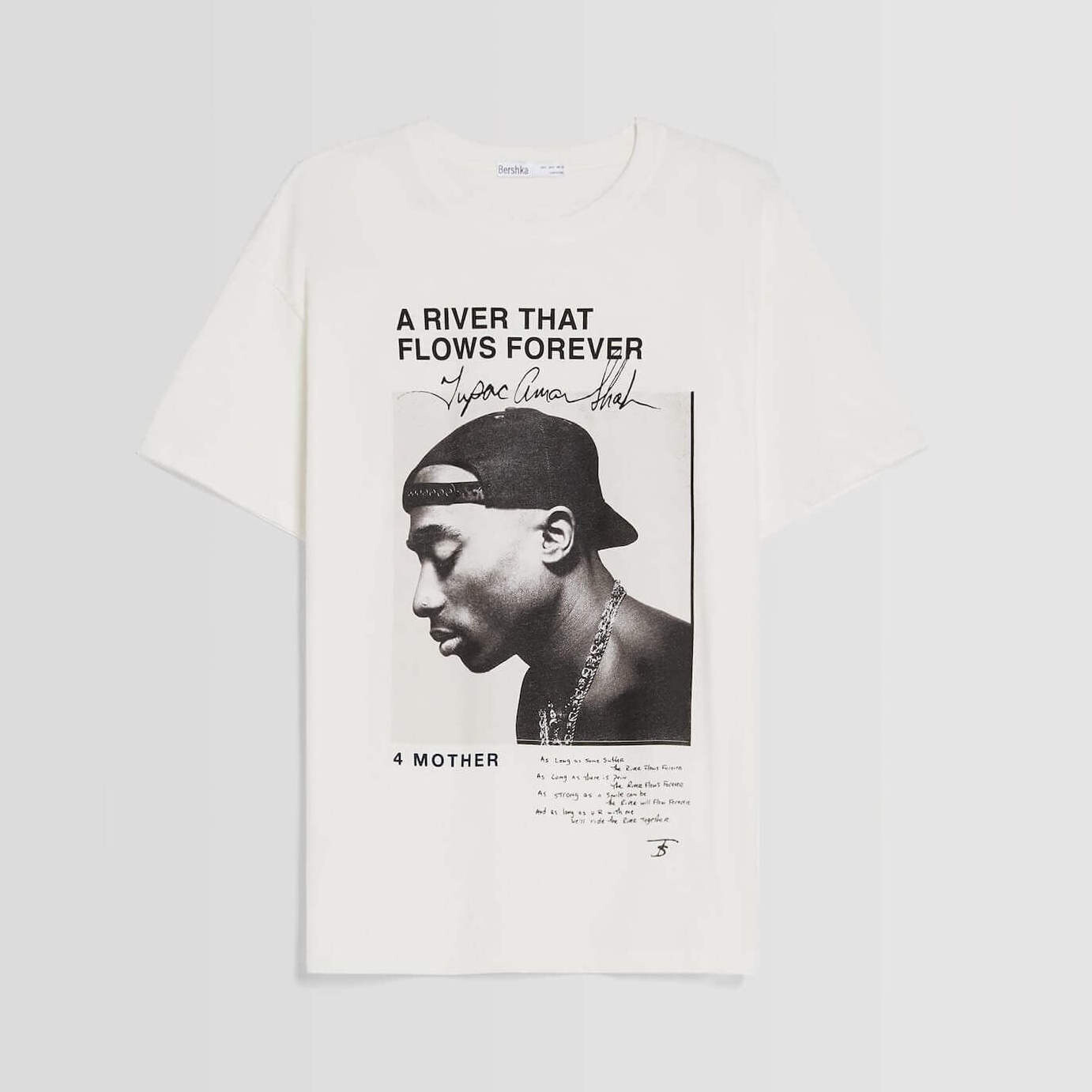 

Футболка Bershka Tupac Print Short Sleeve, белый