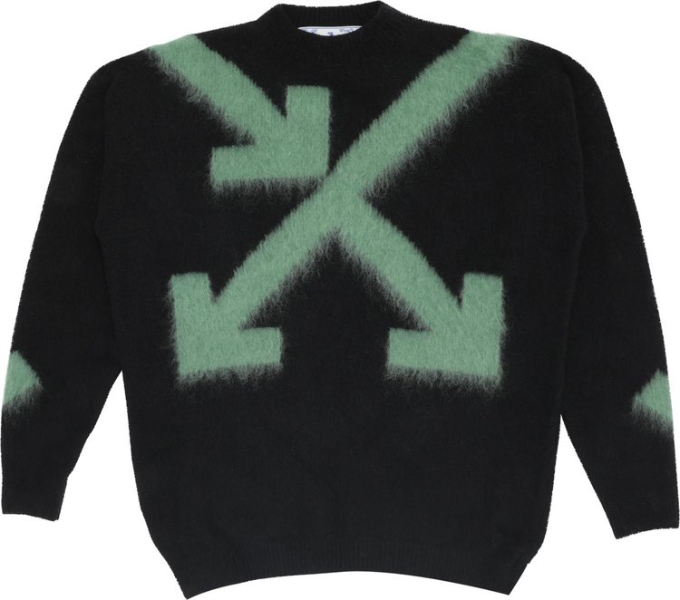 Толстовка Off-White Fuzzy Arrows Crewneck 'Black/Hedge Green', зеленый - фото