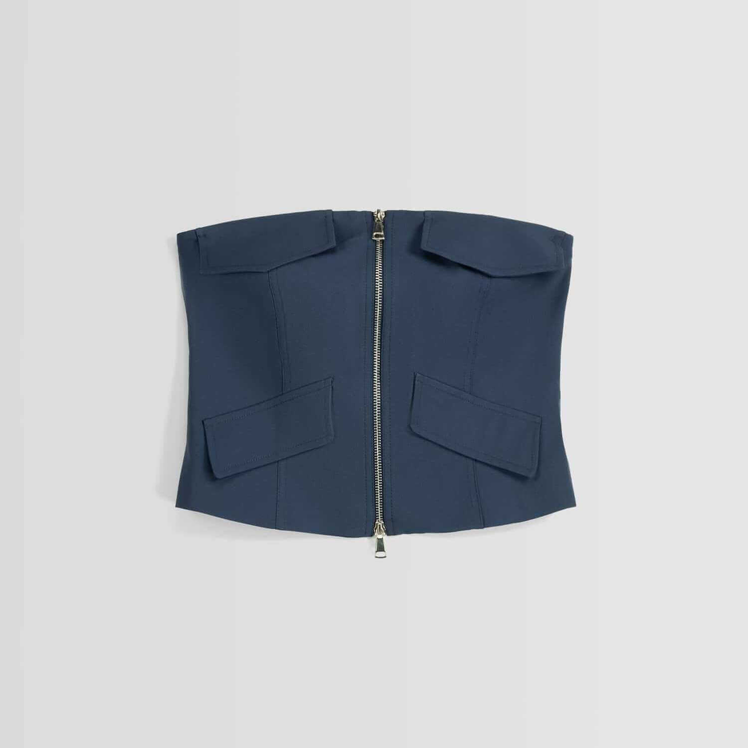 

Топ Bershka Bandeau With Zip, темно-синий