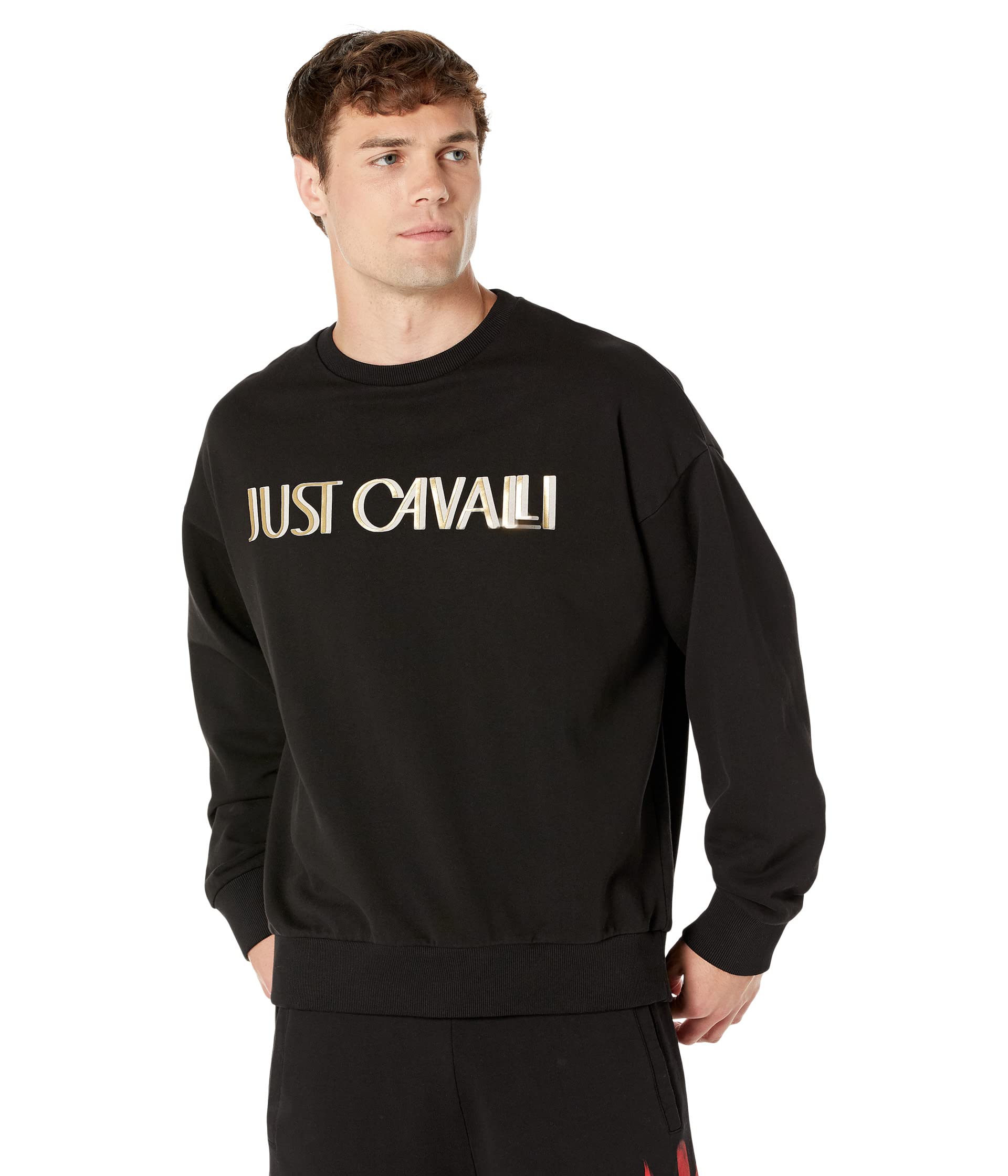 Худи Just Cavalli, Soho Crew Neck Sweatshirt with \Palm Spring Logo\ Print