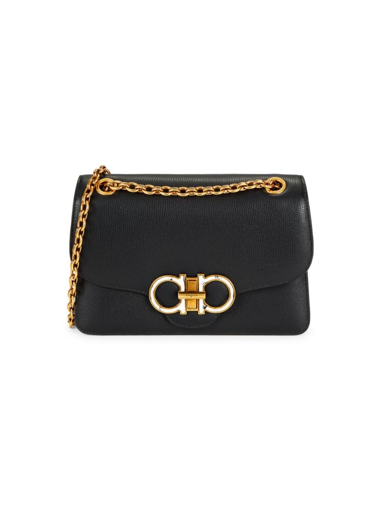 

Кожаная сумка через плечо Gancino с цепочкой Ferragamo, черный