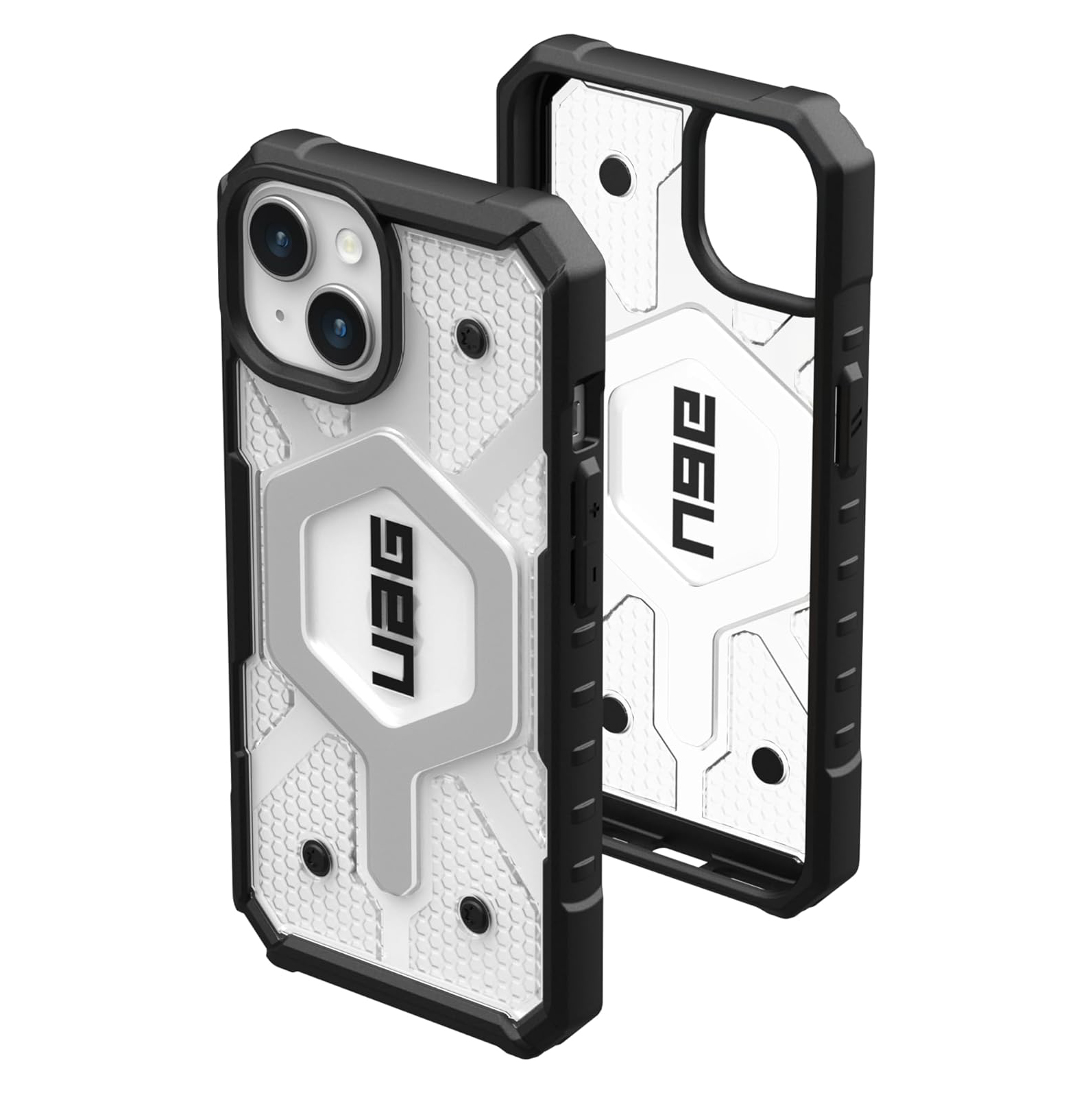 чехол uag pathfinder с поддержкой magsafe для iphone 15 pro прозрачный пепельный Чехол UAG Pathfinder для iPhone 15, Ice/Silver