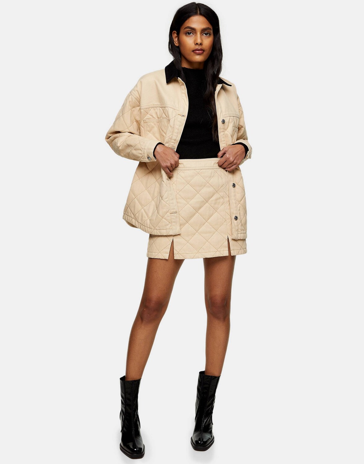 

Стеганая юбка Topshop цвета экрю