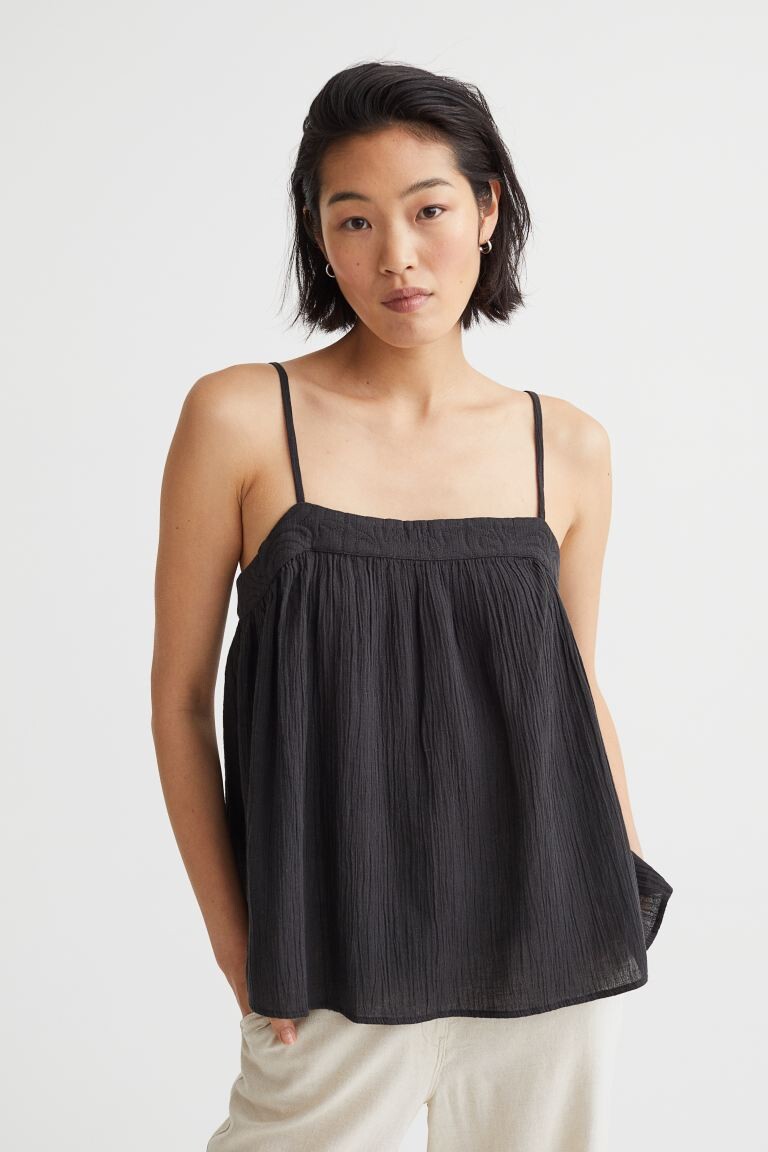

Сморщенный топ H&M, черный