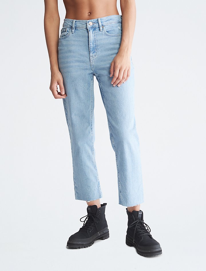 Винтажные синие джинсы до щиколотки прямого кроя с высокой посадкой Calvin Klein