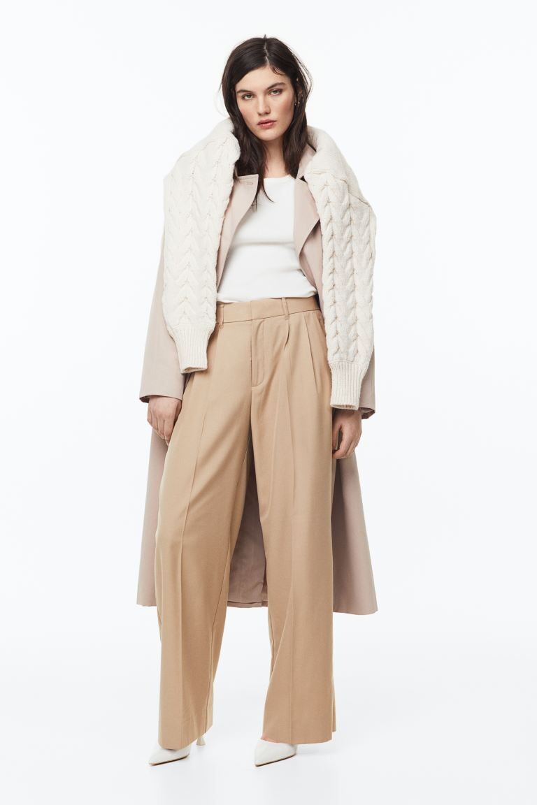 

Брюки прямого кроя H&M, бежевый