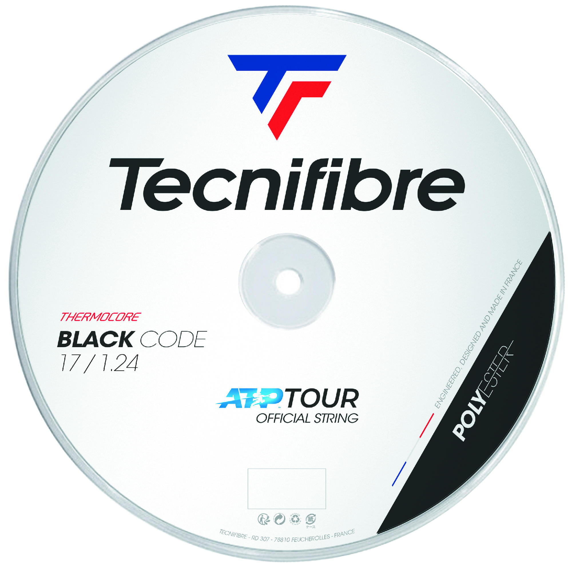 Теннисная струна Black Code 1,24 мм моноволокно, рулон 200 м, черный TECNIFIBRE, черный - фото