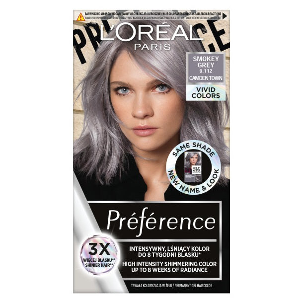L'Oreal Paris Стойкая краска для волос Preference Vivid Colors 9.112 Дымчато-серый