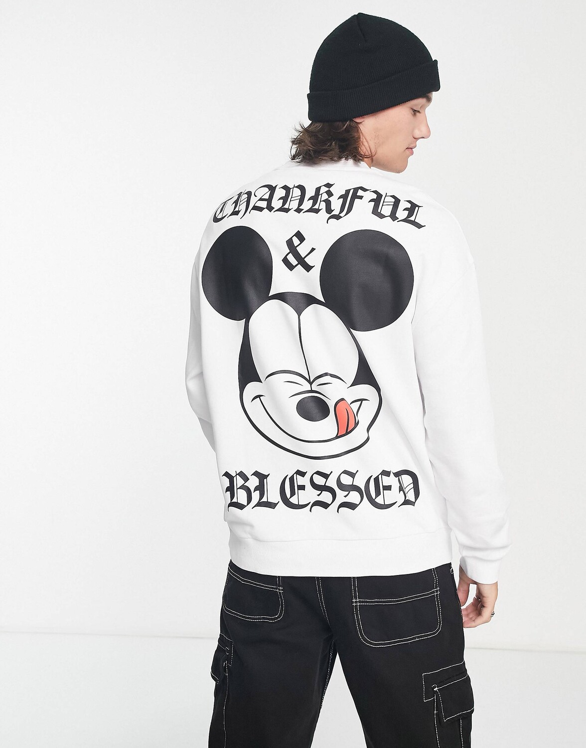 

Белая толстовка оверсайз с принтом Disney Mickey Thanksgiving ASOS DESIGN ASOS DESIGN, Белый