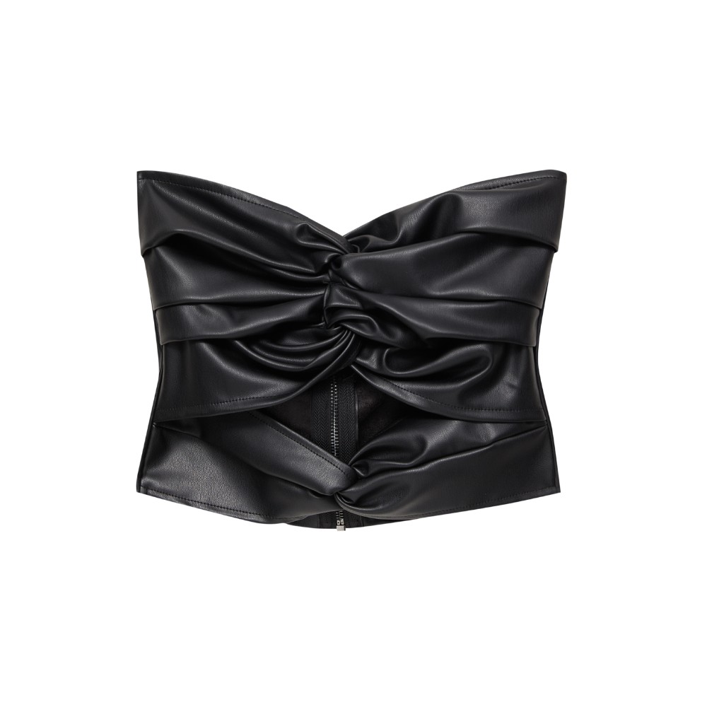 

Топ Pull&Bear Leather Effect Bandeau With A Cut-out Detail, черный