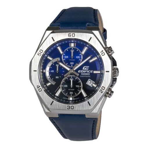 

Часы Men's CASIO Edifice Fashion Business Classic Three Eyes Octagonal Dial Blue Watch Mens Analog, синий