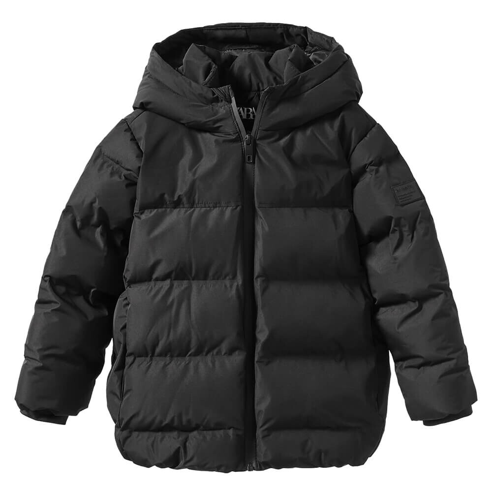 

Куртка Zara Kids Plain Thermo-sealed Puffer, черный