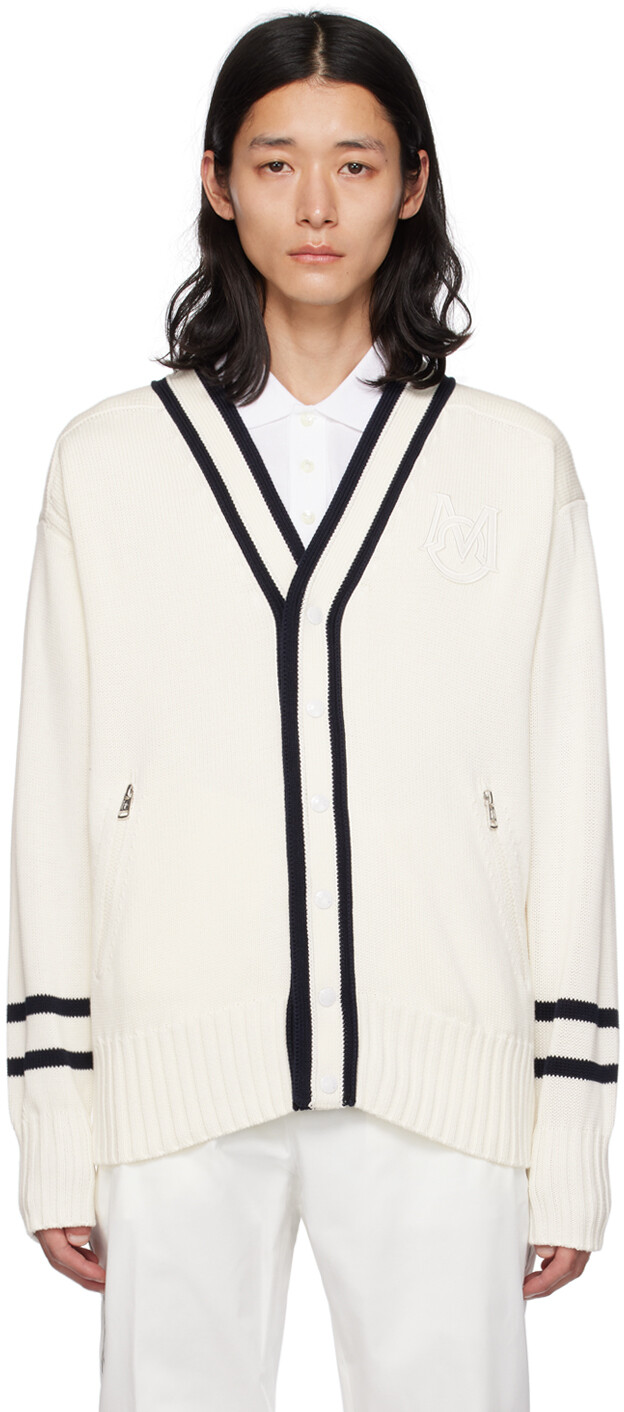 

Moncler Белый кардиган с аппликацией