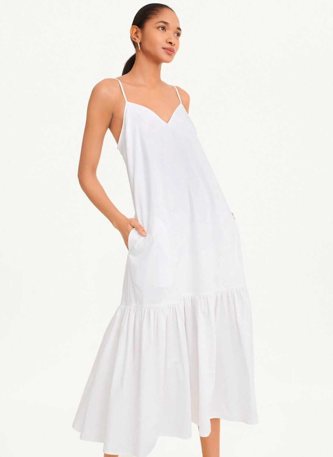

Платье DKNY Sleeveless V-Neck Poplin, белый