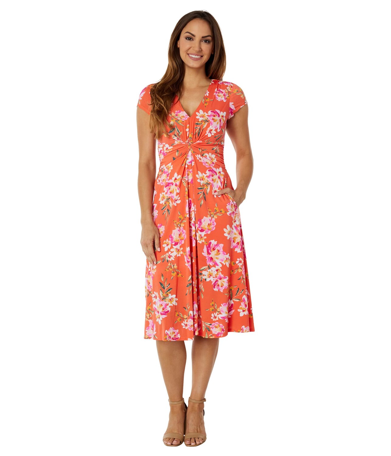 

Платье Vince Camuto, Twist Front Cap Sleeve Midi