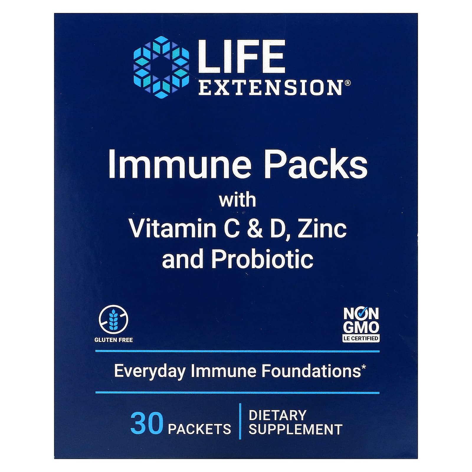 Иммунный Комплекс Life Extension с витаминами C и D, цинком и пробиотиком, 30 пакетиков цена и фото