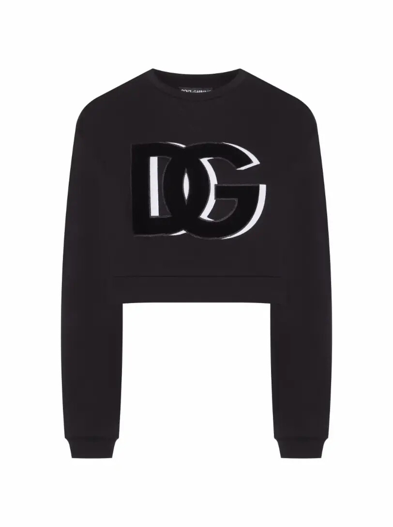 

Укороченный свитшот с логотипом Dolce&Gabbana, Черный