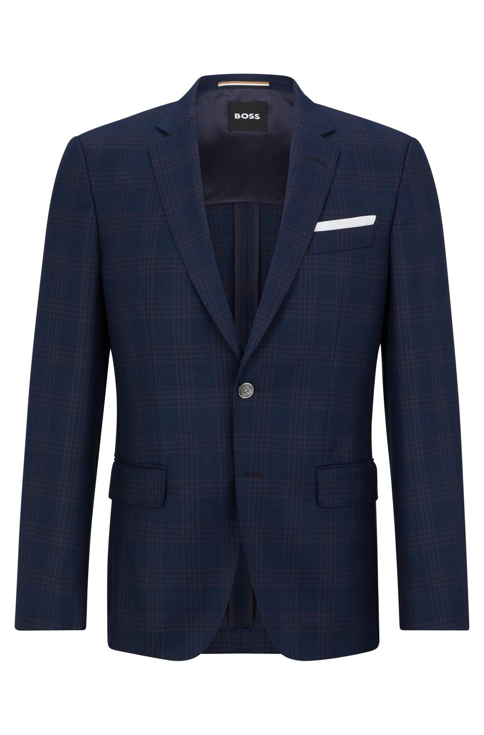 

Пиджак Hugo Boss Slim-fit In Checked Virgin Wool, синий