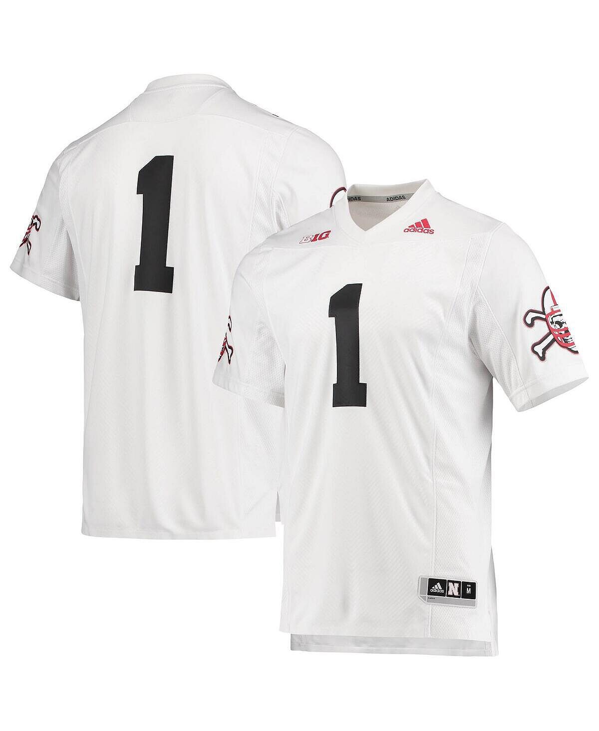 

Мужская футболка 1 white nebraska huskers premier strategy jersey adidas, белый