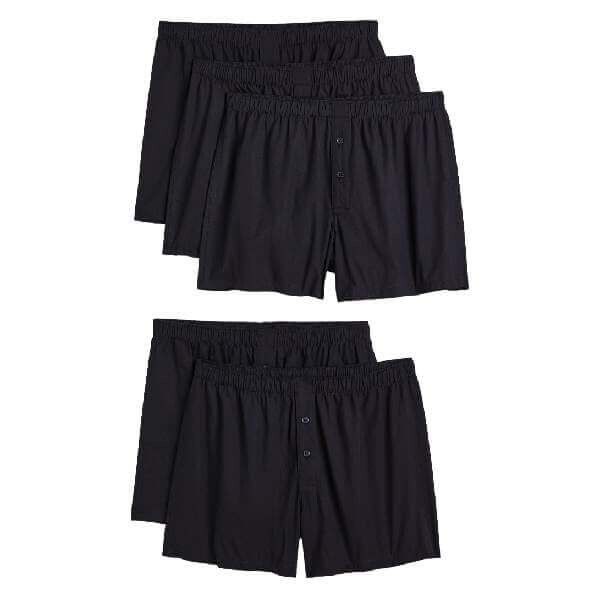 

Комплект трусов-боксеров H&M Woven Cotton Boxer, 5 предметов, черный