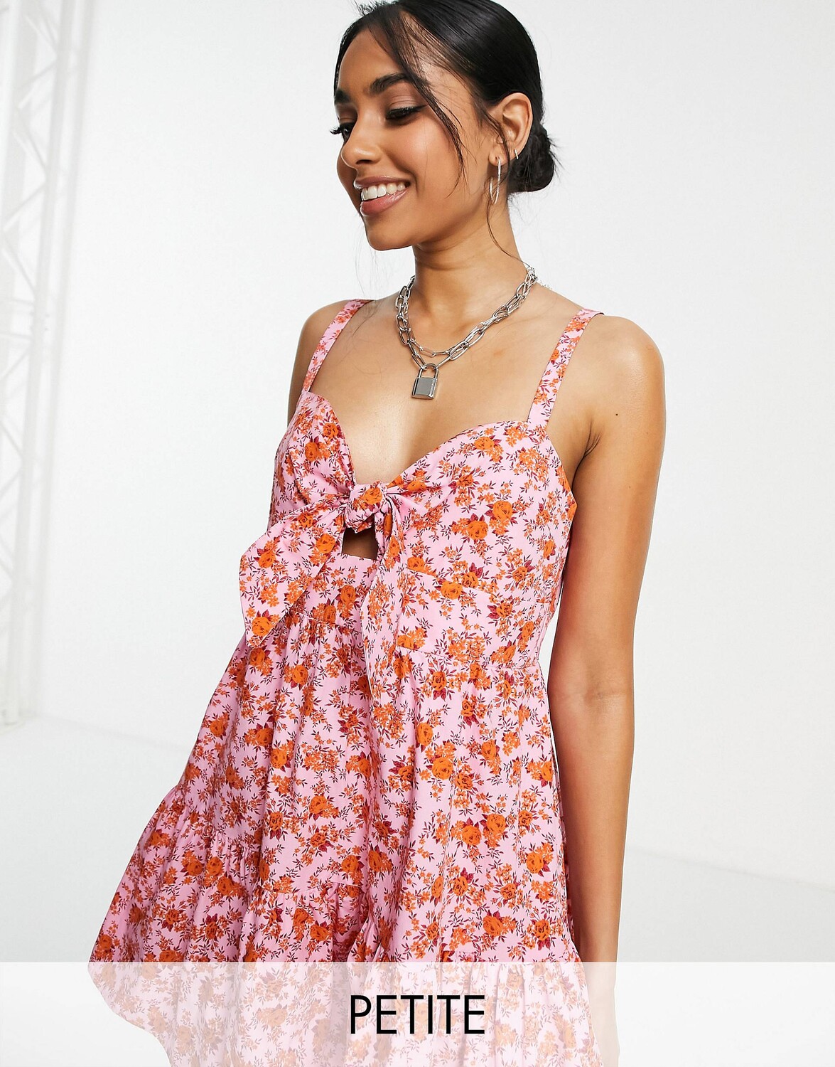 

Topshop Мини-платье Petite с розово-красной розой и бантом, Красный