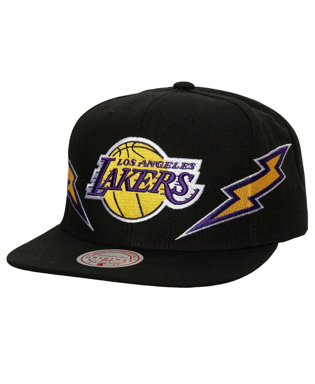 

Мужская черная бейсболка Los Angeles Lakers из твердой древесины Classics Soul Double Trouble Lightning Snapback Mitchell & Ness