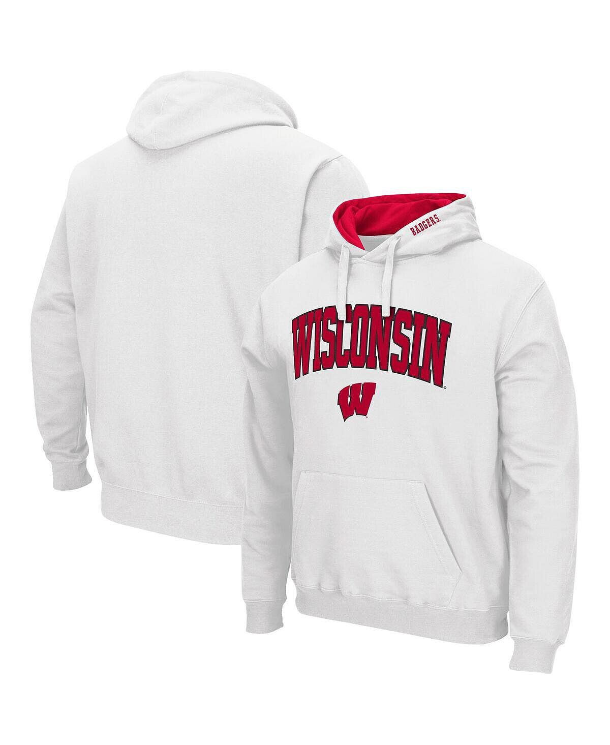 

Мужская белая толстовка с капюшоном wisconsin badgers arch и логотипом 3.0 Colosseum, белый