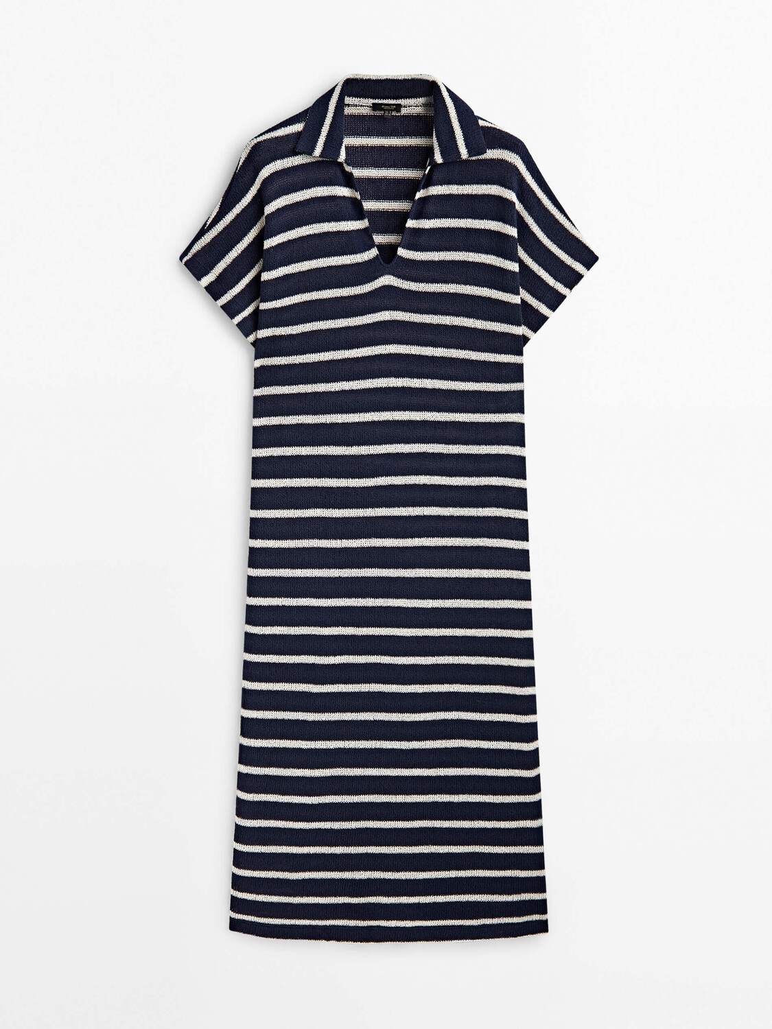 

Платье Massimo Dutti Textured Striped Cotton Blend Polo, темно-синий/белый