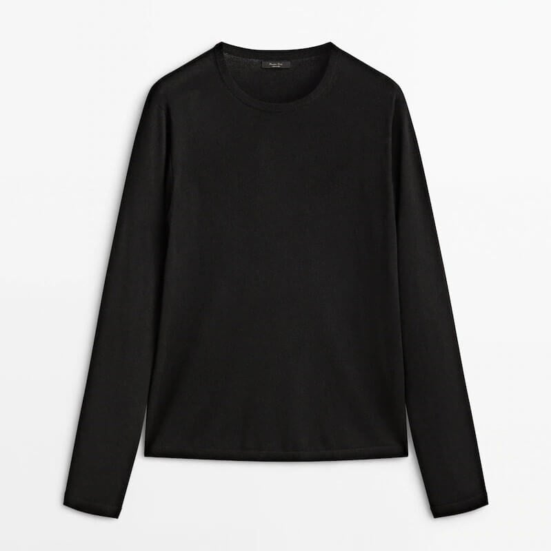 

Свитер Massimo Dutti Crew Neck Wool Blend, черный