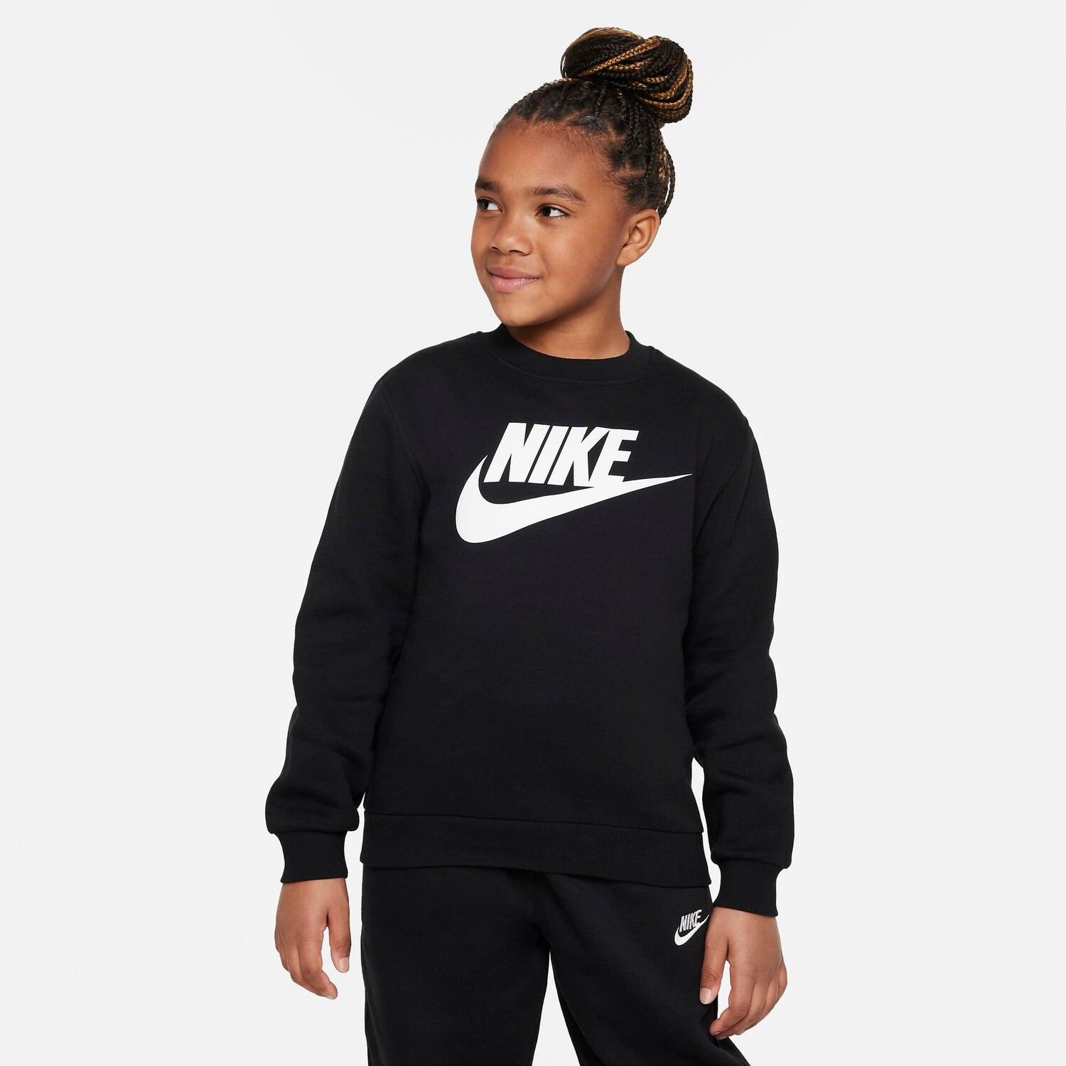 

Детский флисовый свитшот с круглым вырезом Nike Sportswear Club, черный
