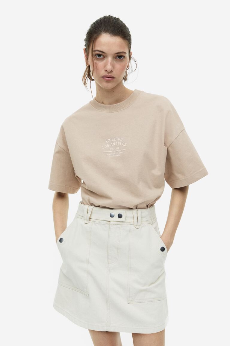

Футболка оверсайз H&M, бежевый/атлетика