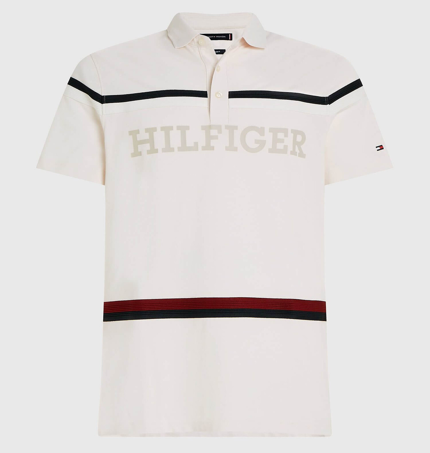 

Футболка-поло Tommy Hilfiger Regular Fit Monotype, кремовый/сине-черный/красный
