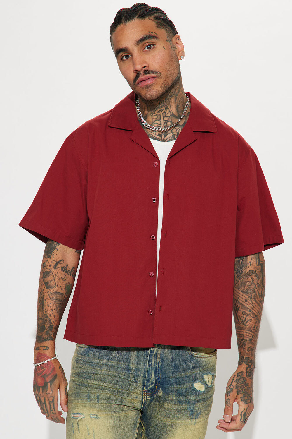 

Рубашка Fashion Nova FNMN528, бордовый