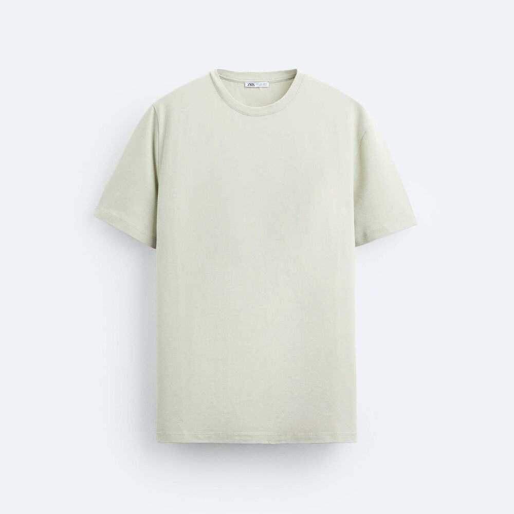 

Футболка Zara Basic Slim Fit, серо-зеленый