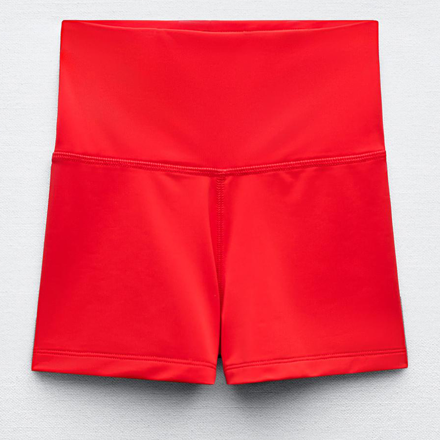 Шорты Zara Fitted Polyamide, красный шорты zara polyamide culotte with rhinestones черный