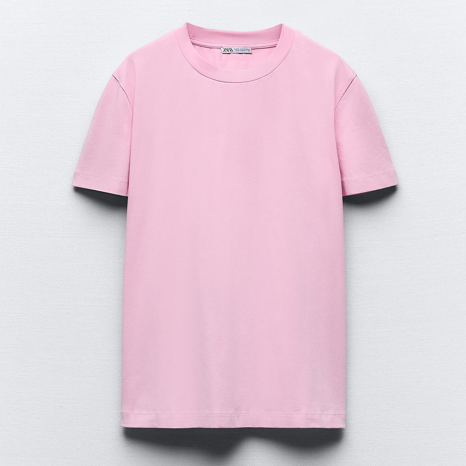 

Футболка Zara Cotton With Enzyme Finish, розовый