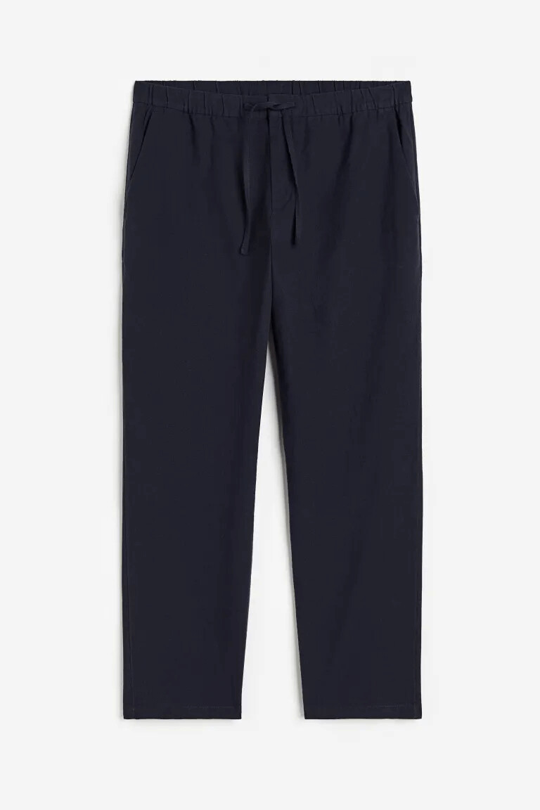 

Брюки H&M Regular Fit Linen-blend, темно-синий
