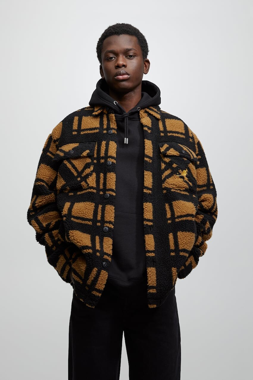 

Верхняя рубашка Kangol в клетку и из искусственной овчины Pull&Bear