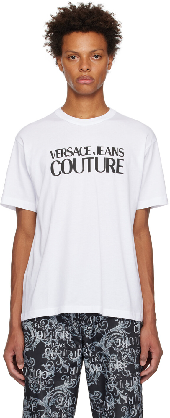 

Белая бондовая футболка Versace Jeans Couture, Белый