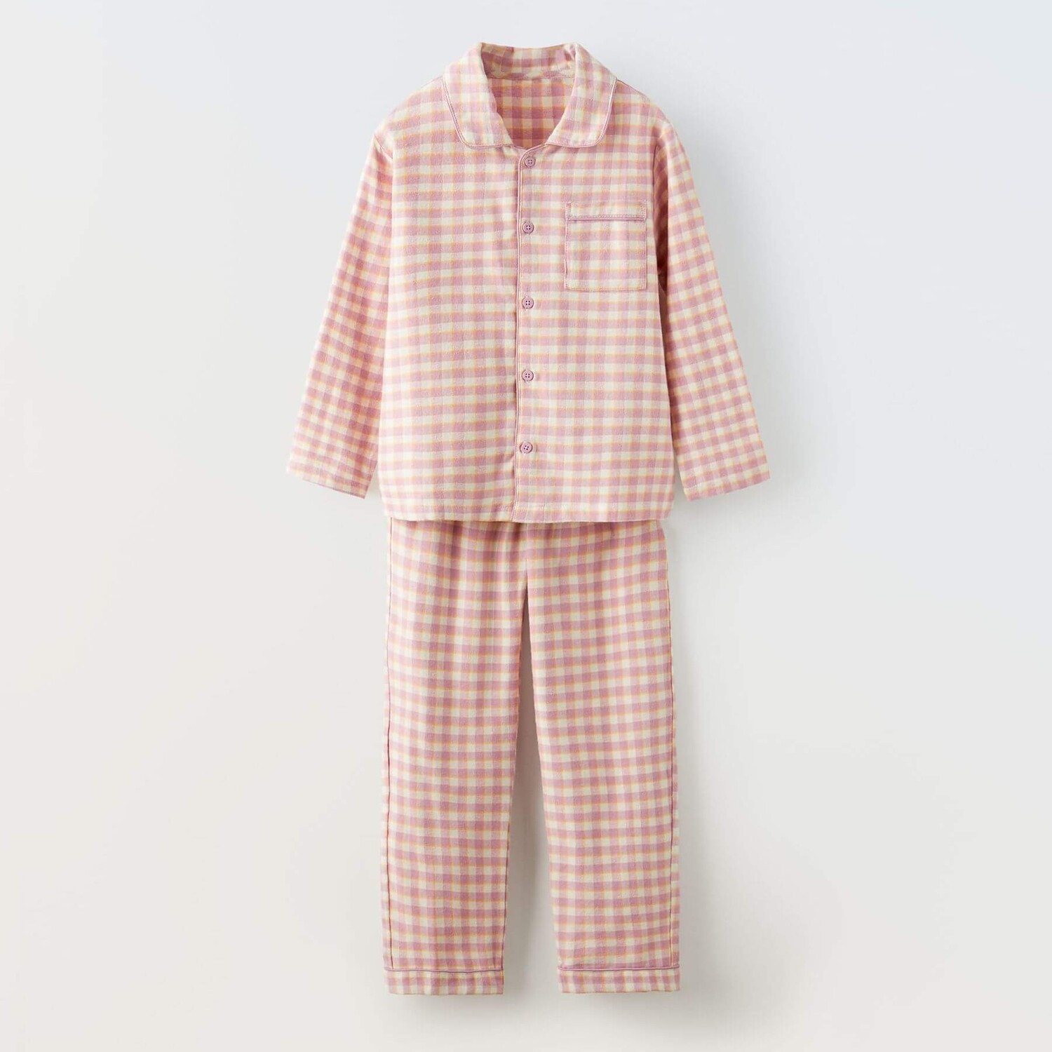 

Пижама Zara Gingham Flannel, розовый/кремовый/желтый