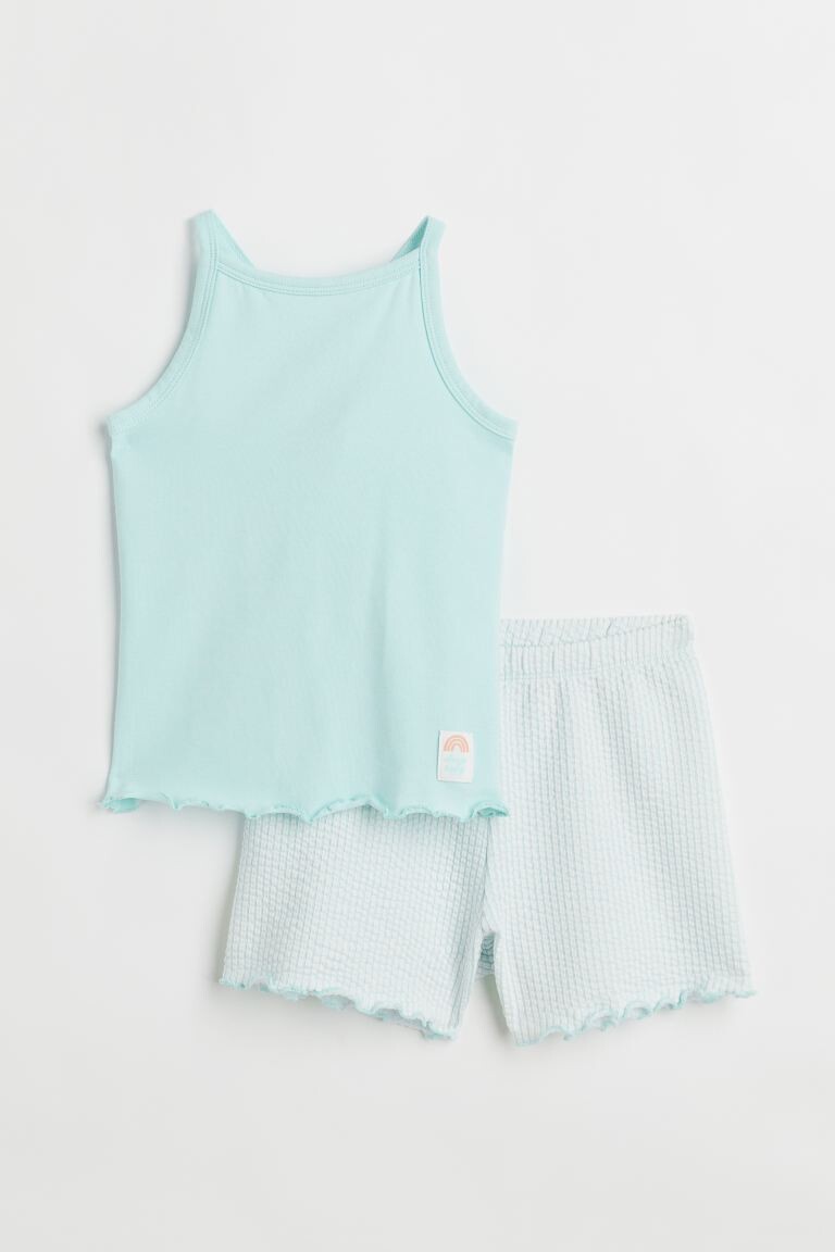 

Пижама с футболкой и шортами H&M, светло-бирюзовый