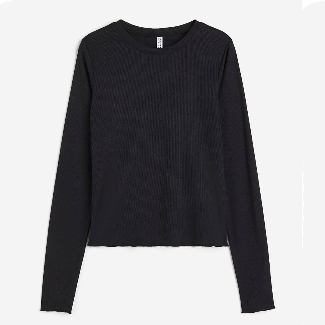 

Прозрачный топ в рубчик H&M, черный