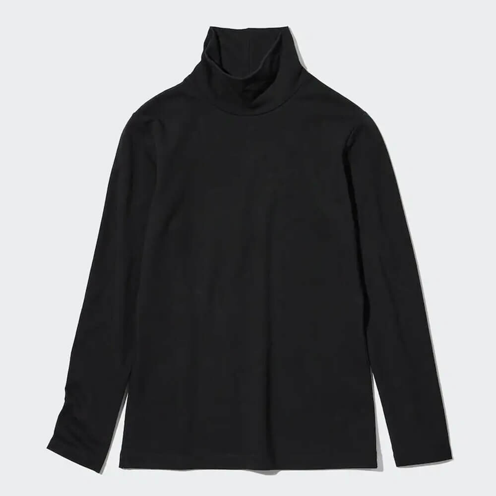 

Лонгслив Uniqlo Cotton Turtleneck Thermal Top, чёрный