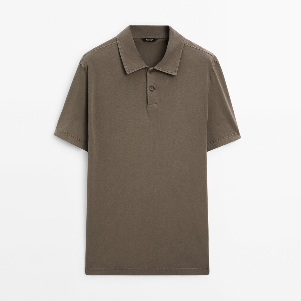 цена Футболка-поло Massimo Dutti Short Sleeve Cotton, коричневый