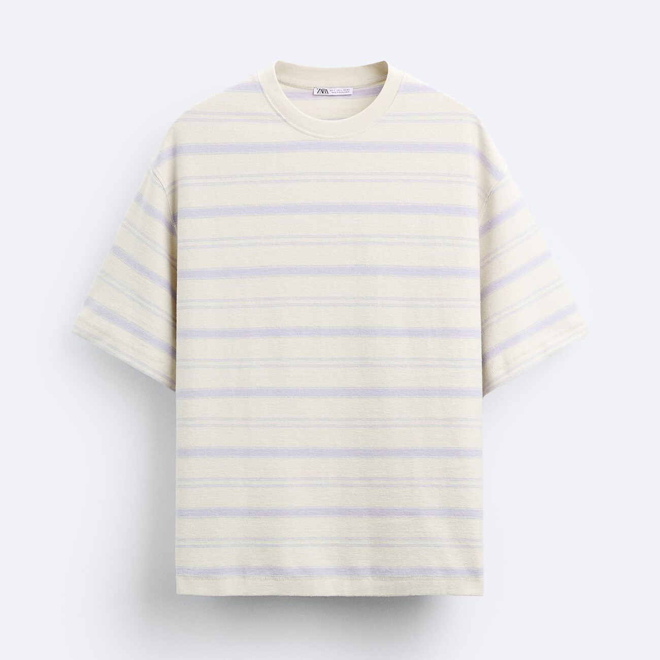 

Футболка Zara Textured Striped, сиреневый/белый