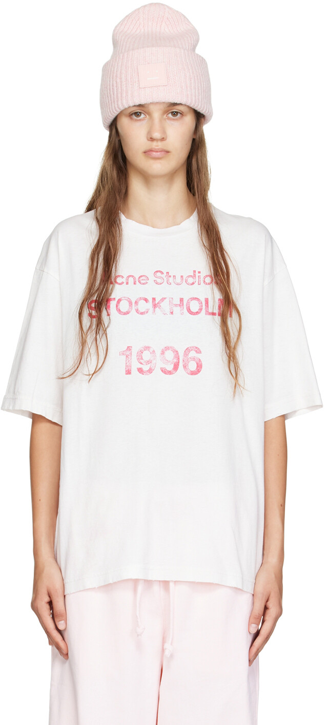 

Розовая рваная футболка Acne Studios
